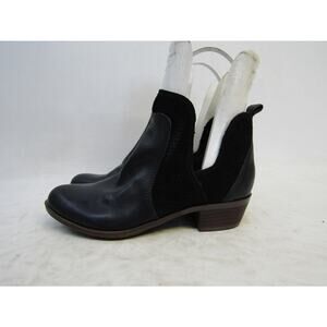 Lucky Brand Womens Size 7.5 M Black Leather Chelsea Ankle Fashion Boots Bootie